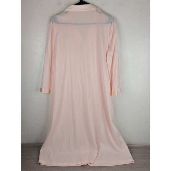 Vintage Vanity Fair Satin Peach Pink Nylon Button-Front Nightgown Size 40 - Picture 8 of 9